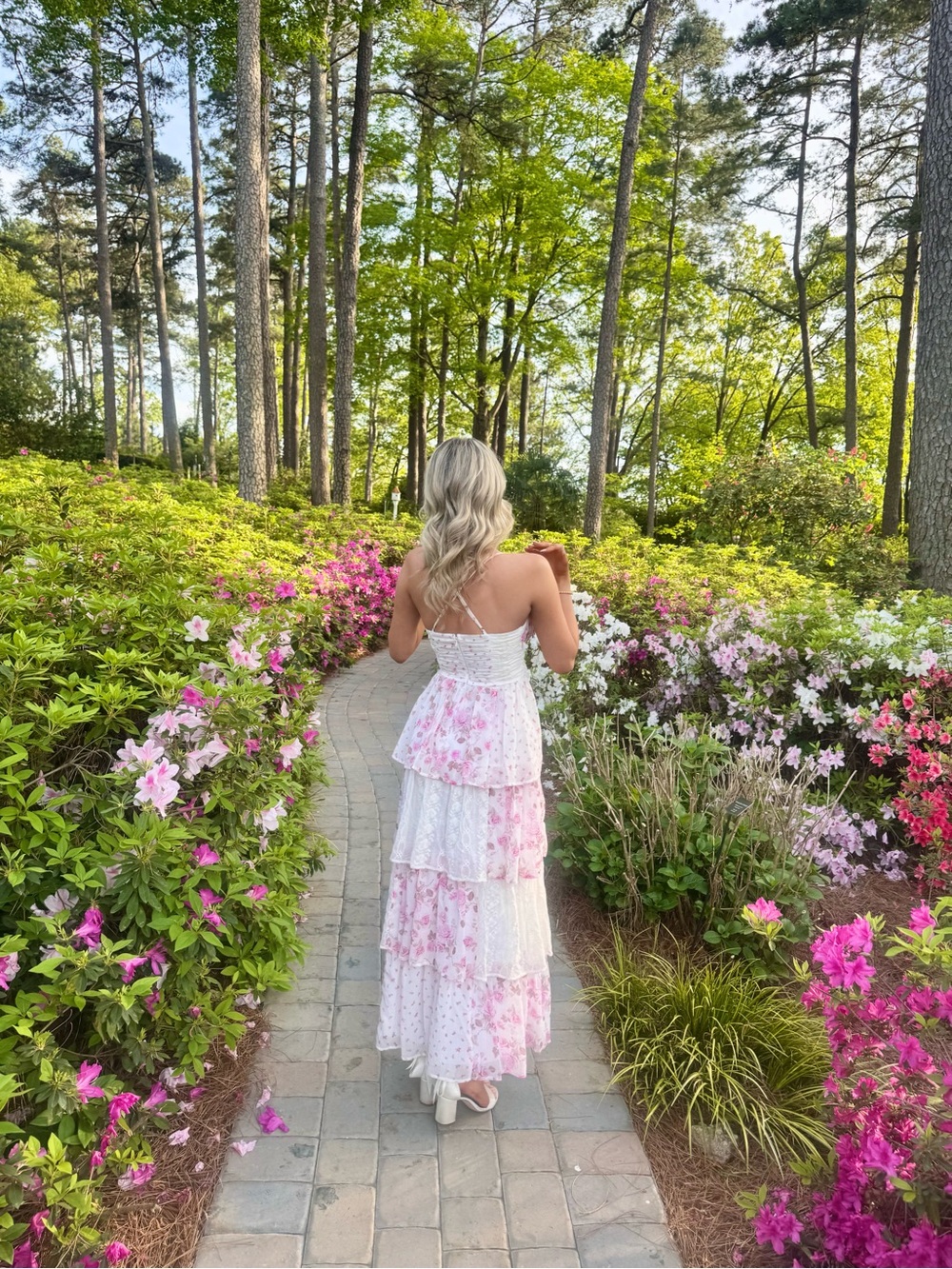Altar'd State White and Pink Floral Tiered Maxi Dress - Picture 2 of 2